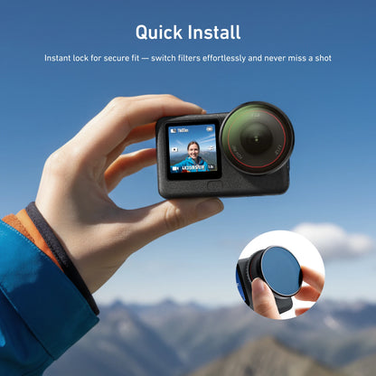 TELESIN CPL ND8 ND16 ND32 UV VND Quick Release Lens Filter for DJI OSMO Action 6 Filter Frame For DJI Action 6 CPL ND Filter Set