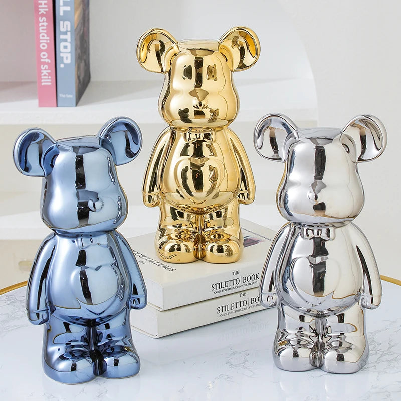 17/27/cm Aesthetic Bear Brick Ceramic Statue Teddy Bear Decor Action Figure Sculptures Ornament for Room Home Decoration Crafts