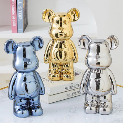 17/27/cm Aesthetic Bear Brick Ceramic Statue Teddy Bear Decor Action Figure Sculptures Ornament for Room Home Decoration Crafts
