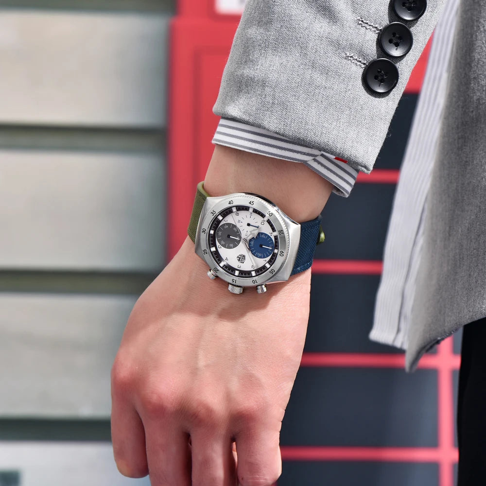 2026 RollsTimi New Men's Watches Two-color Nylon Quartz Watch Men Sport Chronograph Japan Movt AR Sapphire Glass Wristwatch Men