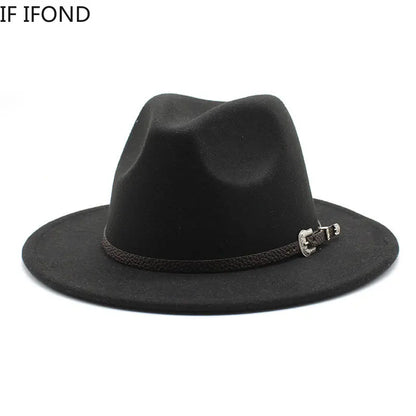 British Style Felt Jazz Fedora Hat 59-61CM Size Panama Trilby Hats for Women Men Gentleman Wedding Party Hat