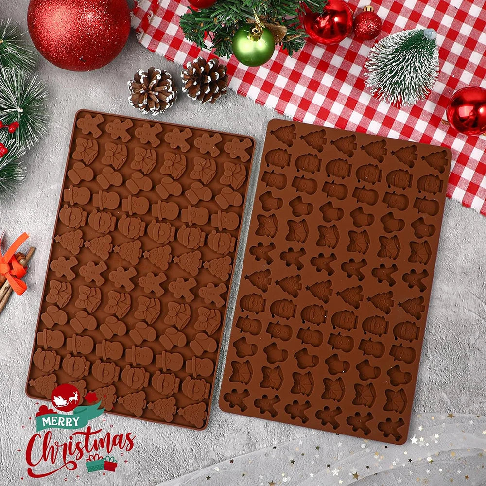 Christmas Silicone Chocolate Mold Christmas Candy Santa Clause Silicone Baking Mold for Chocolate,Candy,Jelly,Ice Cube,Dog Treat