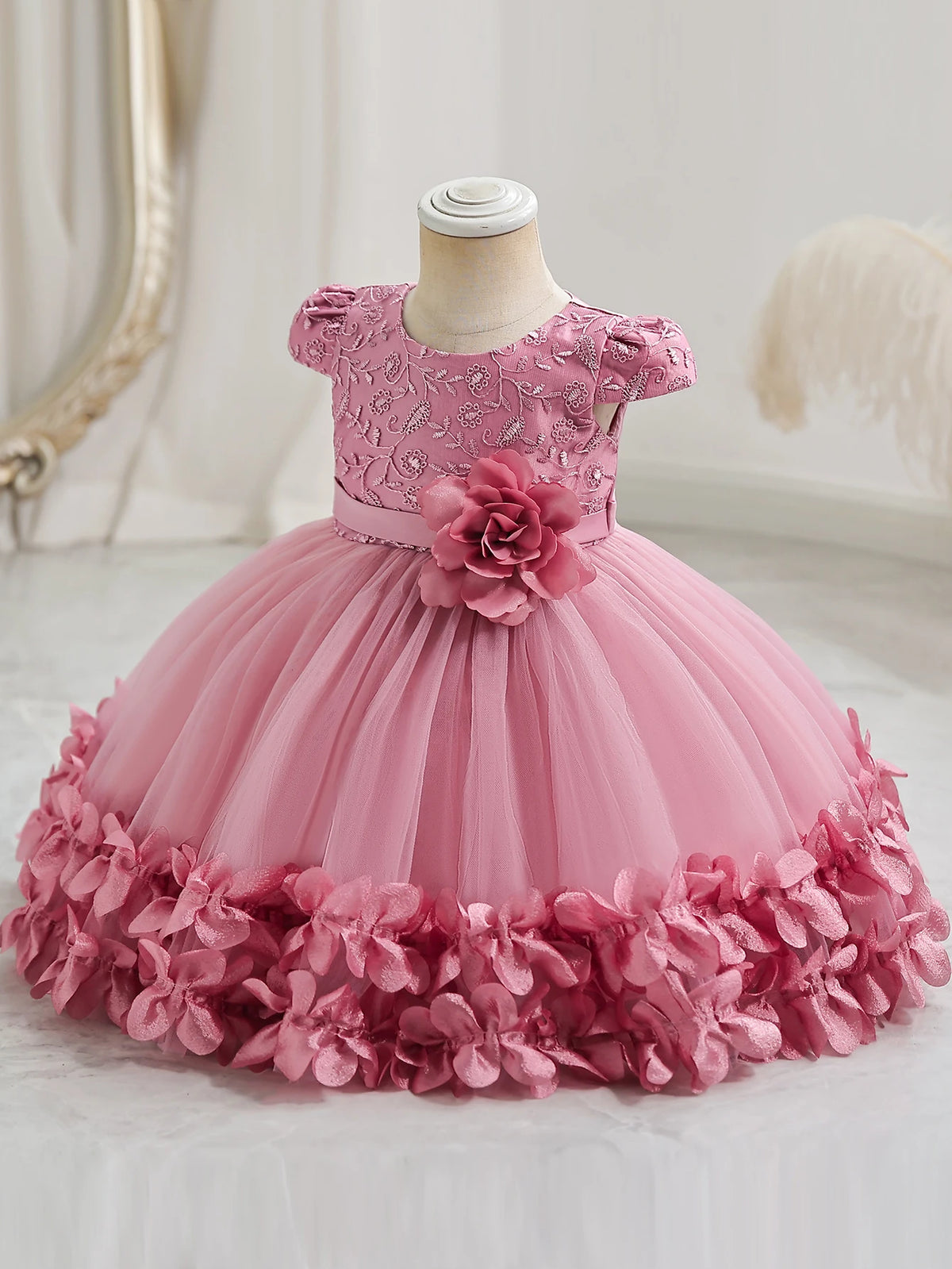Girls' performance dress three-dimensional lace princess dress Festival fluffy skirt gauze dress dress dress dress flower girl d