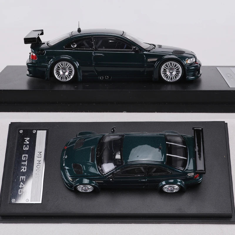 MJ MODEL 1:64 M3 E46 GTR Alloy Model Car can open the hood