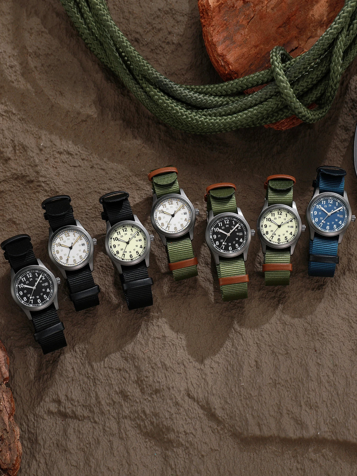 2026 TPW Women's Field Watch 34mm Case Easy Read Fabric Strap 24hr Display Day Function Quartz Movement Luminous