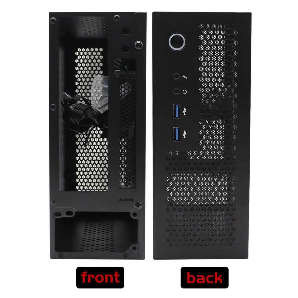 HTPC Computer Case Mini ITX Gaming PC Chassis Desktop Chassis USB3.0 Computer Case Home Computer Case Black and Silver