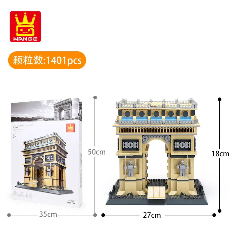 WANGE City Architecture Sydney Opera Santorini Building Blocks Chamartin Stadium Mosque Assembled Model Collection Toys For Gift