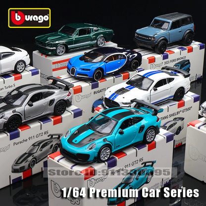 Bburago 1:64 Porsche 911 GT2 RS LAMBORGHINI sian fkp 37 Mustang GT500 Car Model Collection Kids Xmas Gift Toys for Boys Ferrari