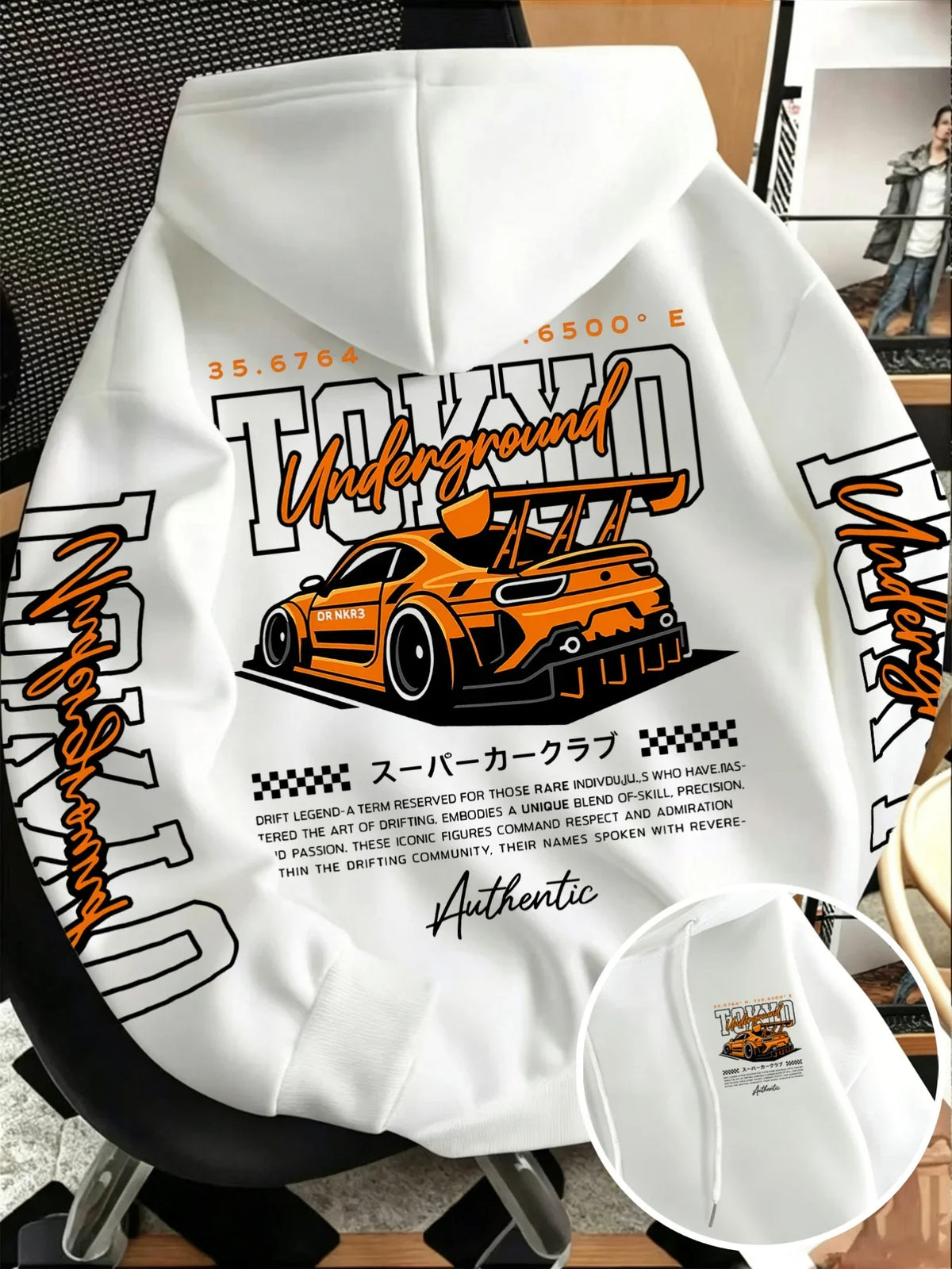 Tokyo JDM Race Car Hoodie Unisex Oversized Double Sided Print Hip Hop Streetwear Pullover Sweatshirt Car Enthusiast Autumn