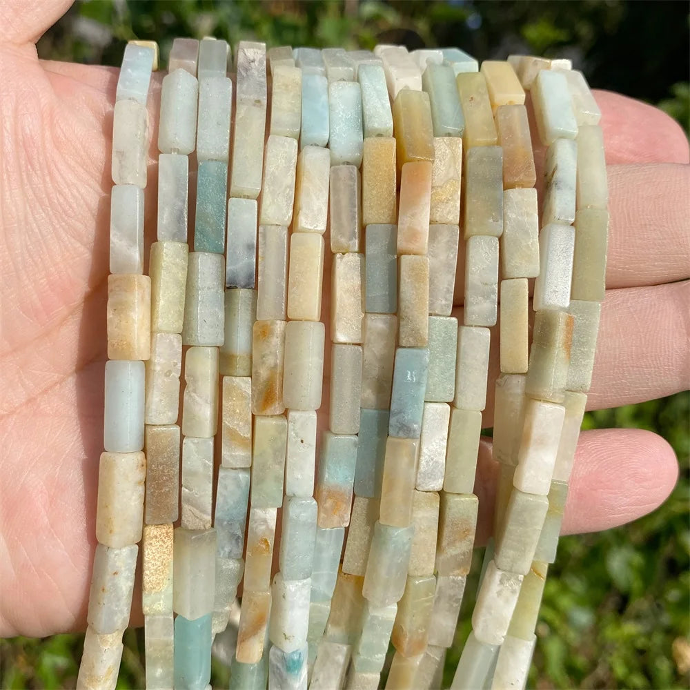 4x13mm Natural Stone Tube Rectangle Sea Sediment Lapis Lazuli Opal Amethysts Quartz Beads for Jewelry Making DIY Bracelet