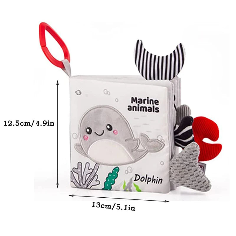 Soft Baby Books 3D Touch Feel High Contrast Cloth Book Sensory Early Learning Stroller Toys for Infant Toddler Gifts 0-12 Months