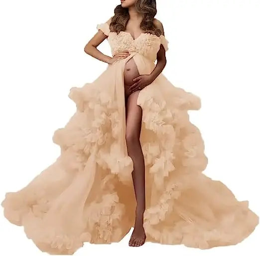 Sexy Maternity Gowns Photoshoot  Ruffles baby shower платье для беременных فساتين حوامل vestidos para embarazadas photoshoot