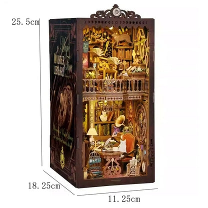 DIY Book Nook Kit Magic House Wooden 3D Puzzle Bookshelf Insert Decor Dollhouse Model Bookend Building Home Decoration Gifts