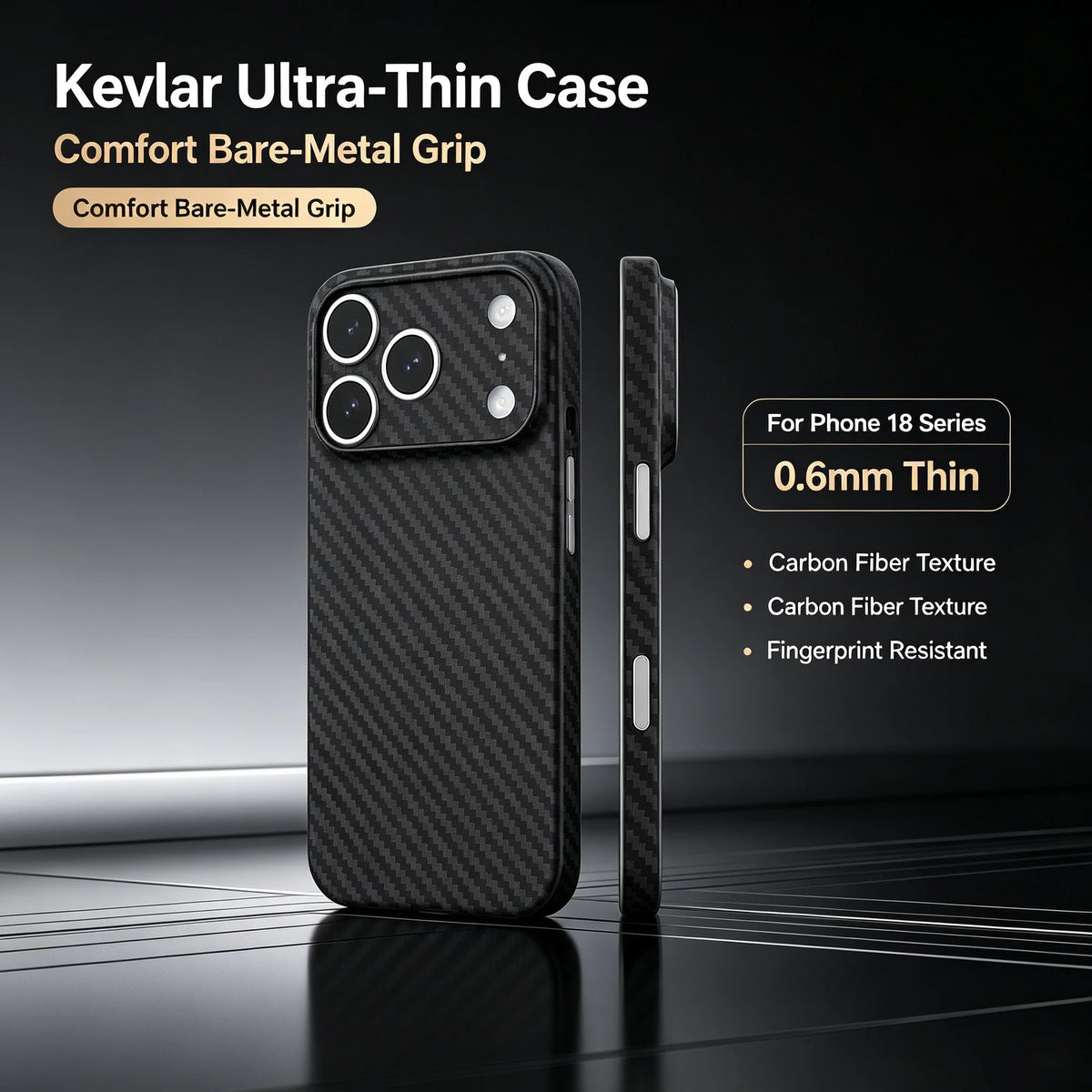 Business 1500D Carbon Fiber Lines TPU Phone Case for IPhone 18 Pro Max AIR 17 E Luxury Ultra-Thin Rugged Protect Cover Shell