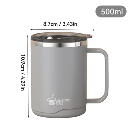 WORTHBUY 304 Stainless Steel Double Wall Insulated Coffee Mug With Handle Portable Sealed Water Cup Large Capacity Drinking Cup