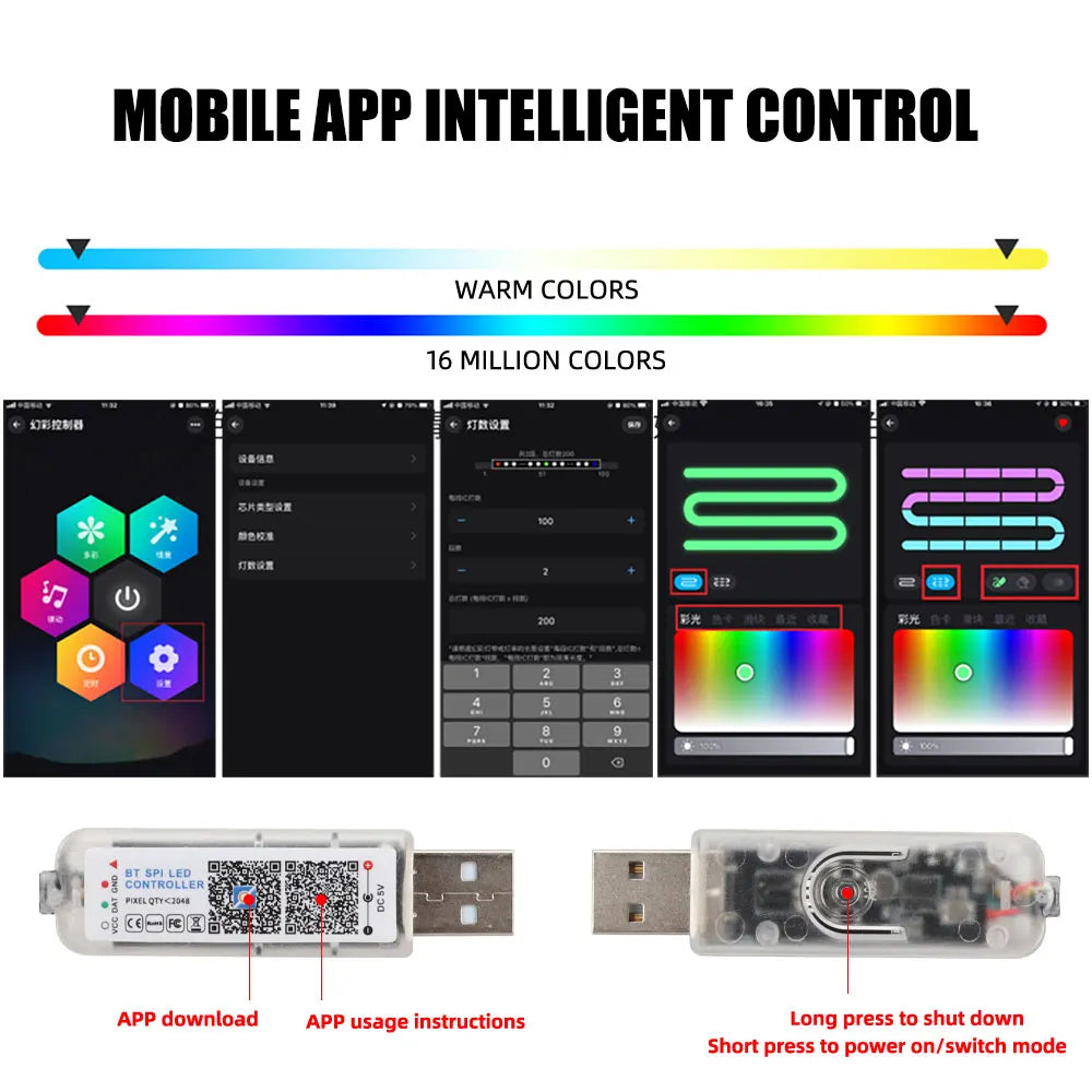10 in 1 Car Interior Acrylic LED Ambient Lights 140cm 110cm For Tesla USB APP Remote Control RGB Symphony Atmosphere Lamp