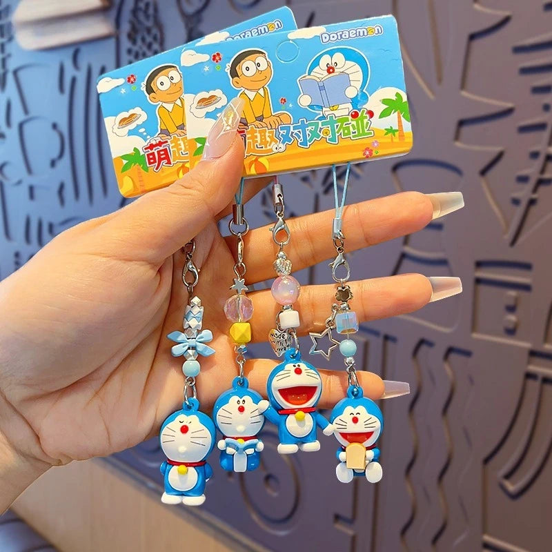 2PCS Hot Cartoon Doraemons Series Mobile Phone Chain Creativity Exquisite Cute Backpack Keychain Boys and Girls Gifts