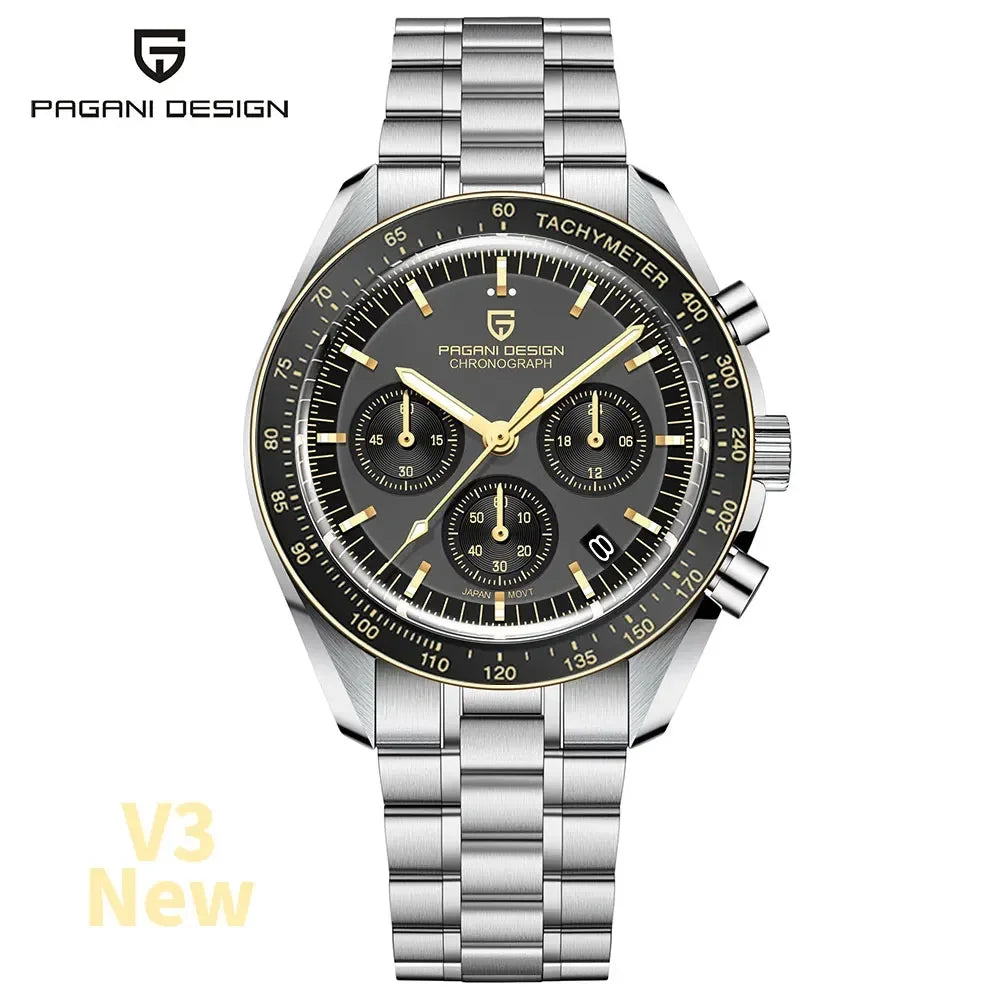 PAGANI DESIGN 2026 New V5 PD1701 Men's Watches Luxury Quartz Watch Men Sport Speed Chronograph AR Sapphire Glass 100M Waterproof