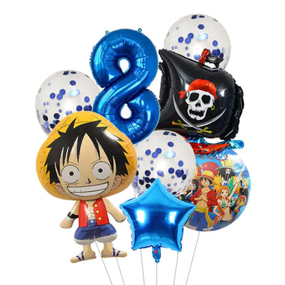 Anime One Piece Aluminum Film Balloons Luffy Shape Foil Balloon Boys Birthday Party Decoration Items