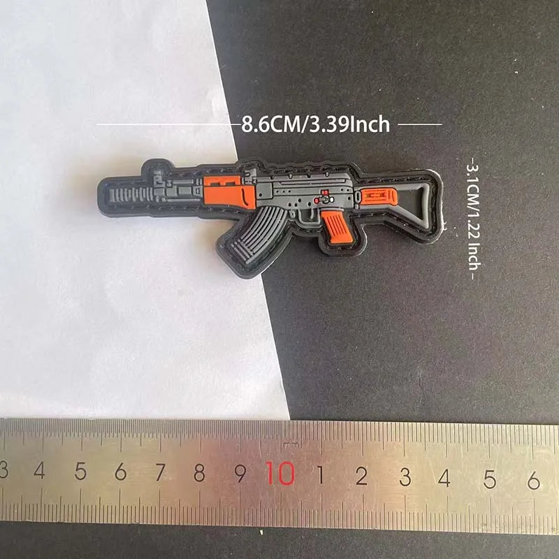 3D PVC Rubber Morale Patches Mini Pistol, Rifle Army Badge Stickers, Military Tactical Patch With Hook For Backpack
