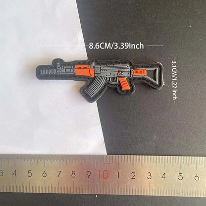 3D PVC Rubber Morale Patches Mini Pistol, Rifle Army Badge Stickers, Military Tactical Patch With Hook For Backpack