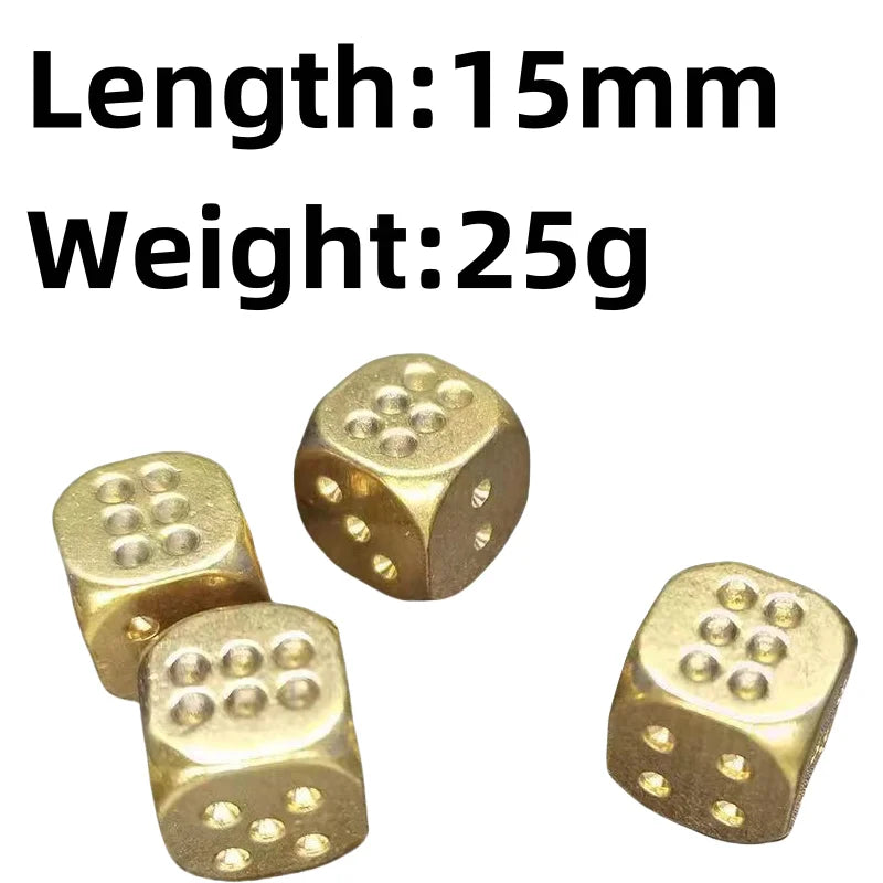2pcs metal dice solid brass gold high-quality 6-sided game dice hand polished stress relieving family party 15mm toy creative