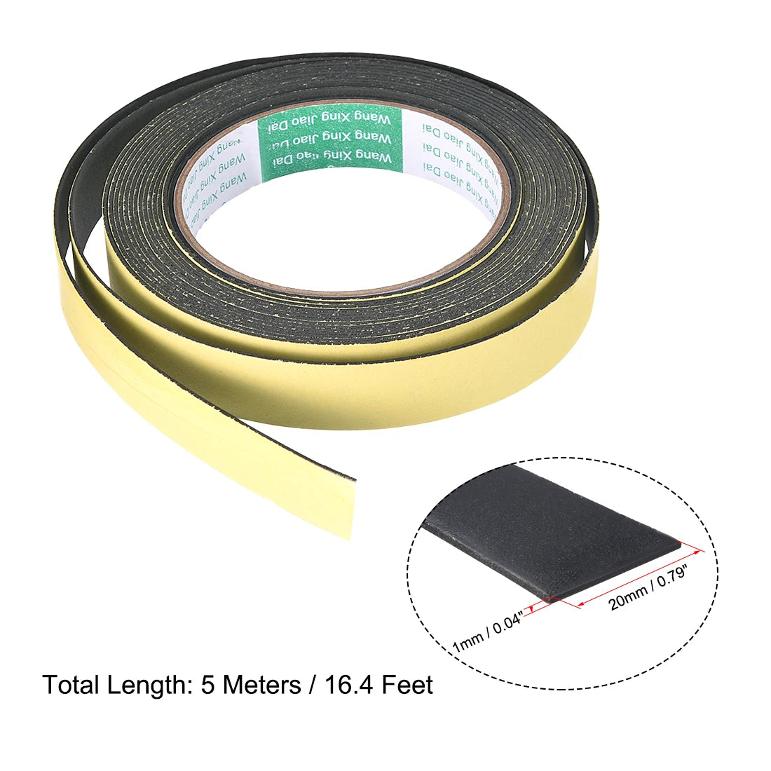 1-5mm Thick EVA Foam Sponge Rubber Strip Single Sided Adhesive Soundproof Anti-collision Window Door Seal Strip Weather Strip