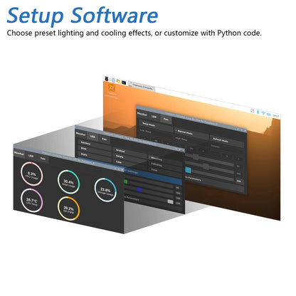 Freenove Raspberry Pi 5 Case Mini, 1/2 M.2 NVMe SSD Slots, PWM ARGB Fans Light Sync, Tower Cooler, Power Button, Setup Software
