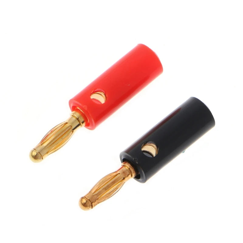 10 Pcs 4mm Gold Plated O Speaker Wire Cable Screw Banana Plug Connector Adap