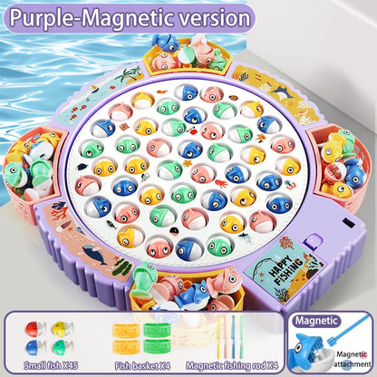 Magnetic Rotating Fishing Game Plate - Fishing Toy with Music to Develop Hand-Eye Coordination for kids Christmas Birthday Gifts