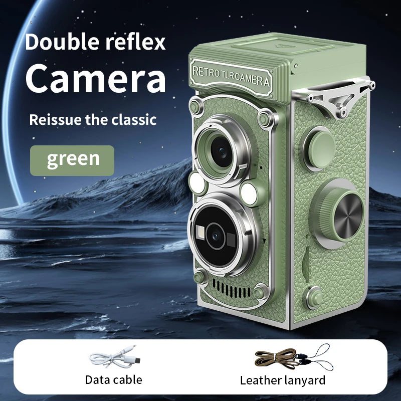 Retro Camera Dual Lens Design Infrared Night Vision Function Manual Joystick Operation HD Mini Camera Portable Nostalgic Camera