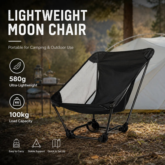 Portable Off Ground Folding Moon Chair 580g Aluminum Alloy Camping Beach Fishing Stool Ultralight Outdoor Travel Seat 100kg Load