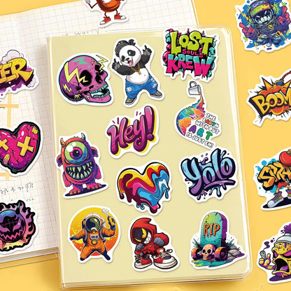 50PCS Creative Trendy Street Graffiti Stickers Luggage Notebook Skateboard Speaker Labels Waterproof Stickers