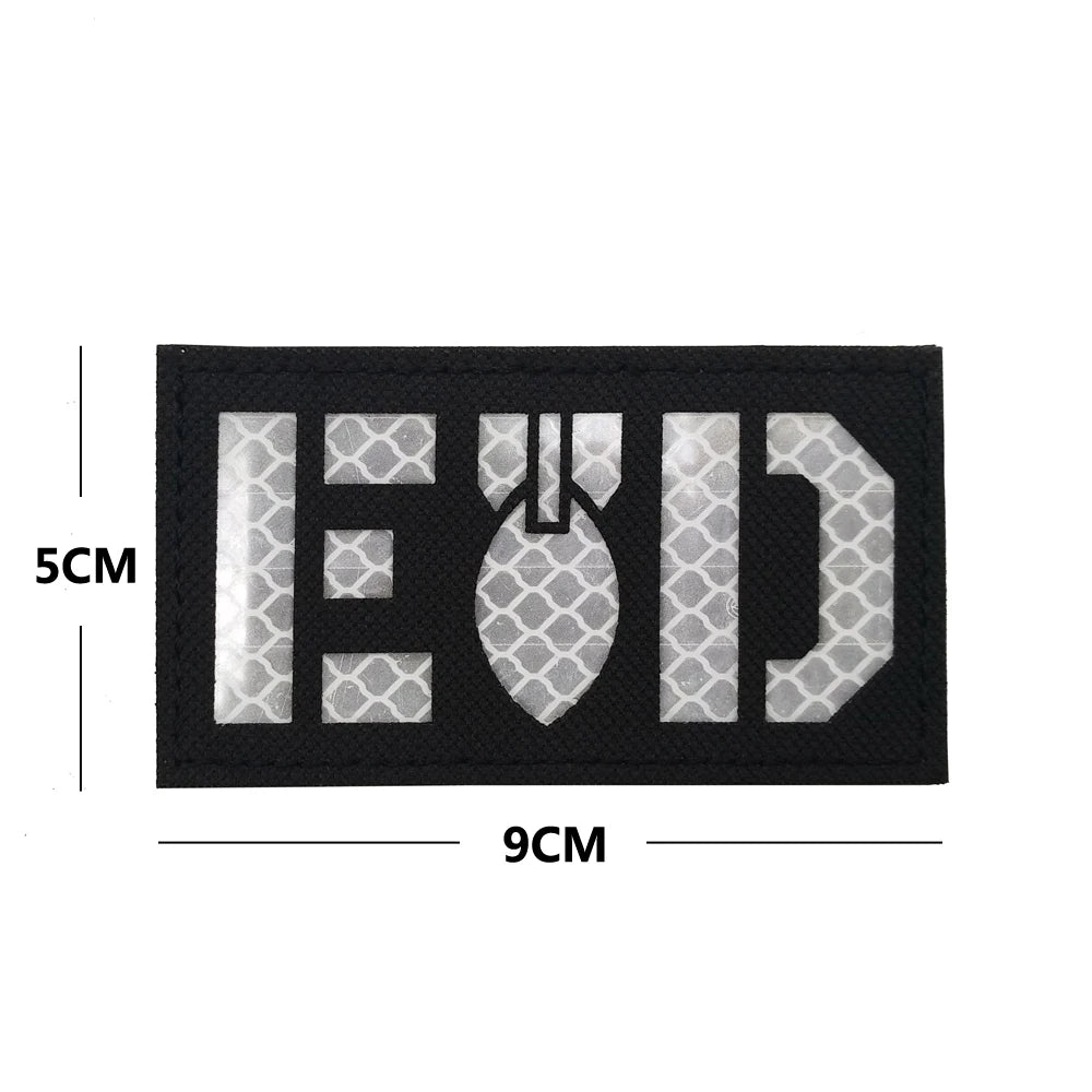 Outdoor Bag Accessories EOD English Pattern Embroidery + Reflective PVC Armband Morale Backpack Hook and Loop Patch