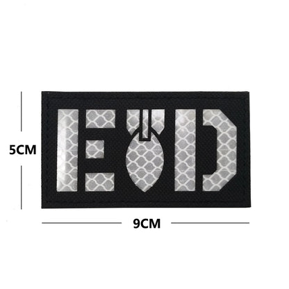 Outdoor Bag Accessories EOD English Pattern Embroidery + Reflective PVC Armband Morale Backpack Hook and Loop Patch
