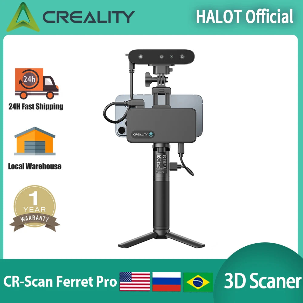 Creality CR-Scan Ferret Pro 3D Scanner Handheld Anti-shake Tracking WiFi6 24-bit Full-color Wireless Scanning 0.1mm Accuracy