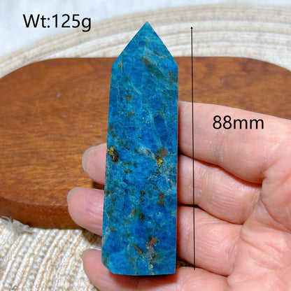 Natural Crystal Blue Flashy Apatite Tower Healing Gemstones High Quality Mineral Reiki Ornament Home Decorations Gift