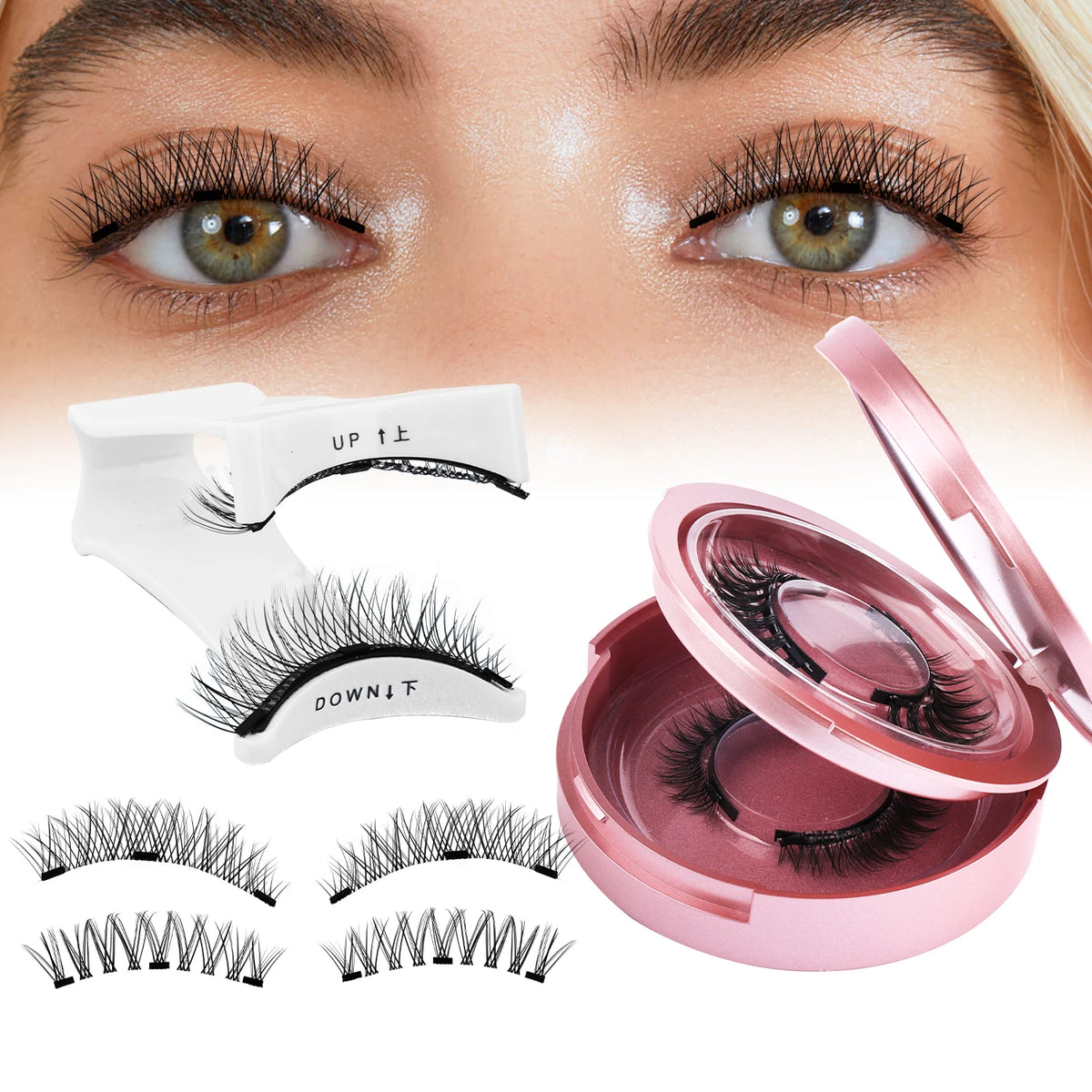 GEMERRY Magnetic Eyelashes with Applicator Natural Look Reusable Soft Strip False Lashes No Glue Makeup Kit Easy to Wear  Remove