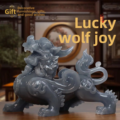 Ink Jade Pixiu Ornaments Pair of Living Room Wine Cabinet TV Cabinet Hallway Decorations Good Lucky New Arrival Advanced Gifts