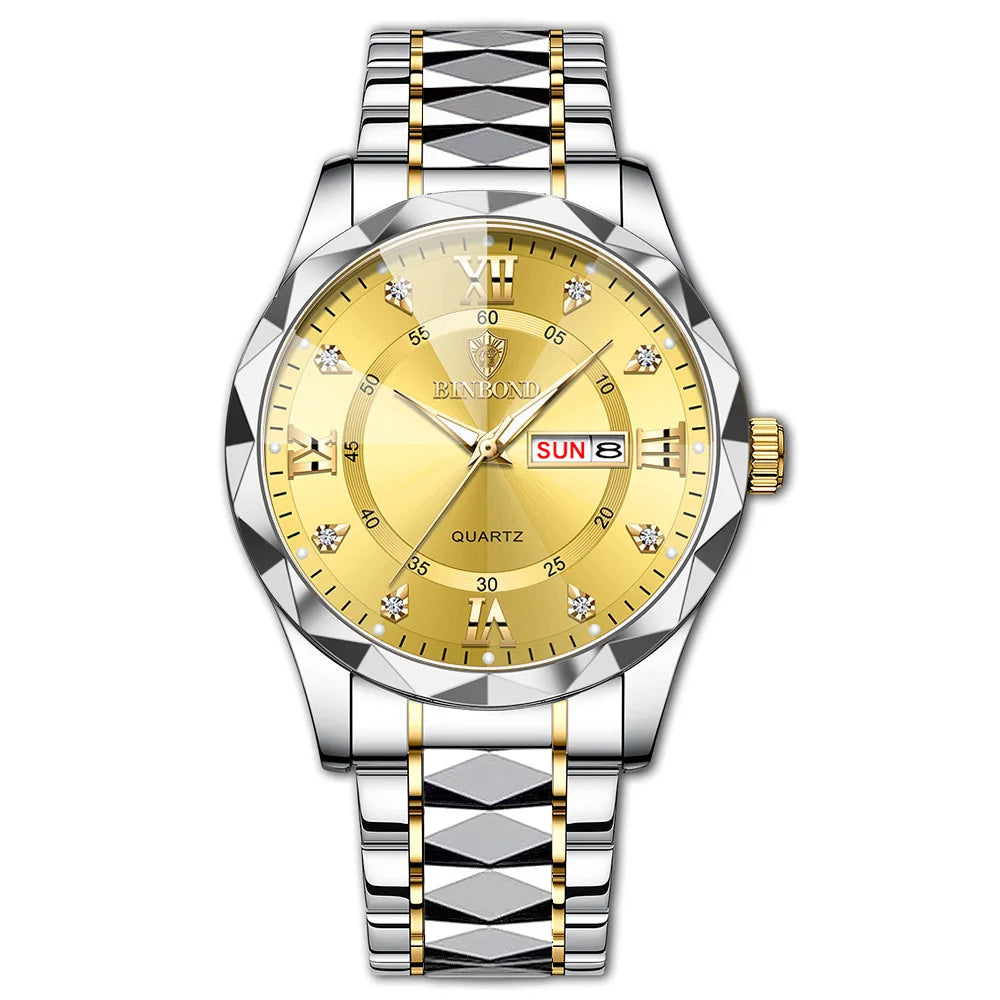 Male Mens Quartz Watches Top Brand Luxury Business Waterproof Luminous Large Dial Men Wristwatches Sports Stainless Steel Watch