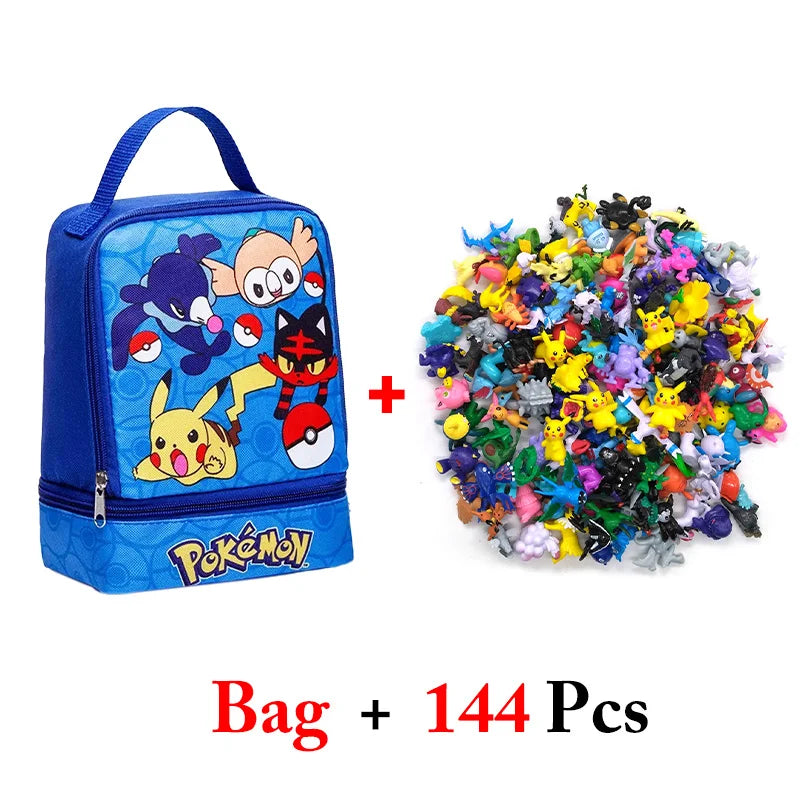 144 style Pokemon Figure with Storage Bag Monster elf ball Set Toy Pikachu Anime Action Mini Small Pokeball Child birthday Gift