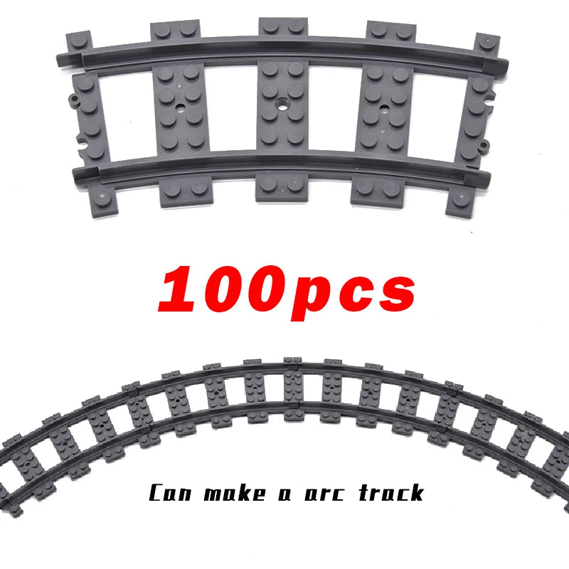 MOC City Bricks Train Flexible Construction Parts Railway Curve Track Building Blocks Model Accessories Compatible with 53401