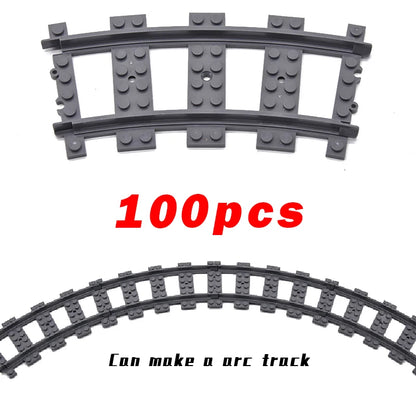 MOC City Bricks Train Flexible Construction Parts Railway Curve Track Building Blocks Model Accessories Compatible with 53401