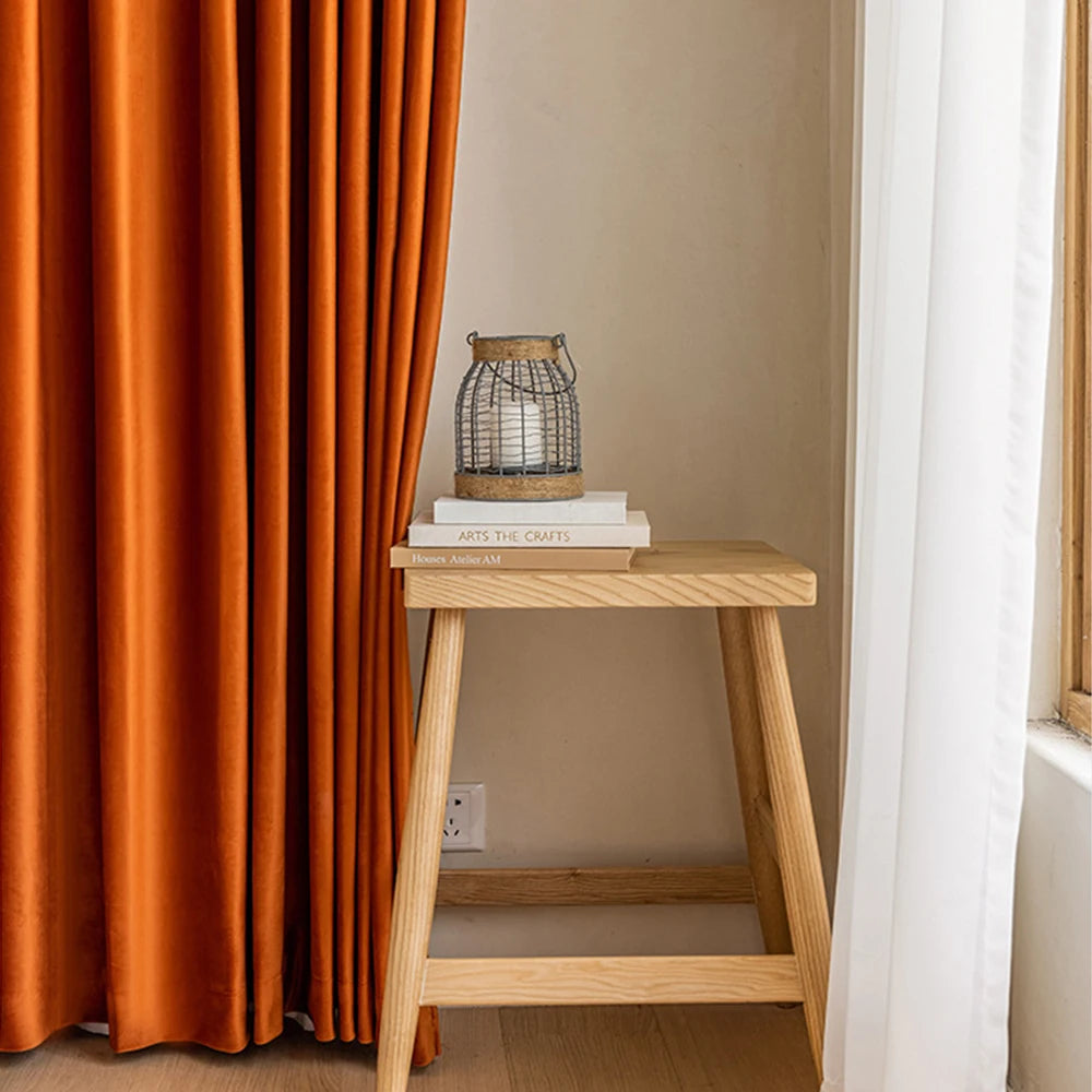 Modern Simple Style Solid Color Windproof Warm Curtains, Thickened Noise-Reducing Living Room Bedroom High-End Full Shade Punche