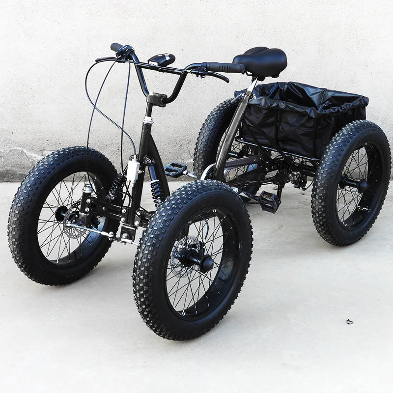 Original Four-wheel Bicycle for Adults, 1000W, 750W, 500W, Cargo Bicycle Fat Tire, Snow Tire, Suitable for Cargo and Snow Riding