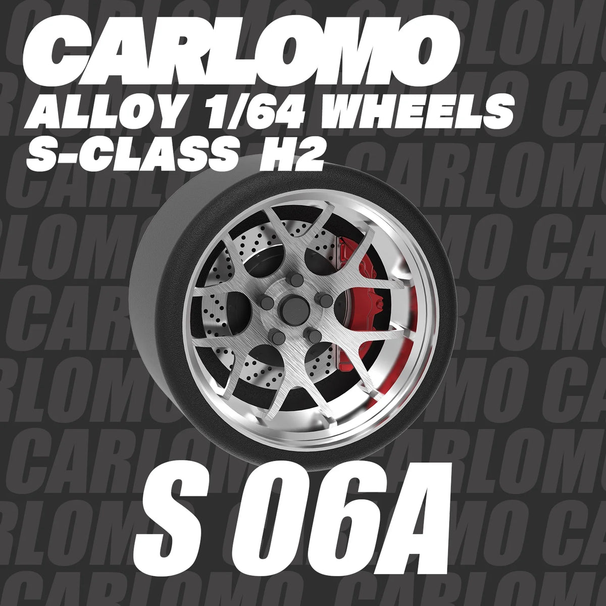 Carlomo S-Class Brand New 1/64 Alloy Wheels Rubber Tires with Brake Disc Assembly Rims for Model Diecast Car for model cars