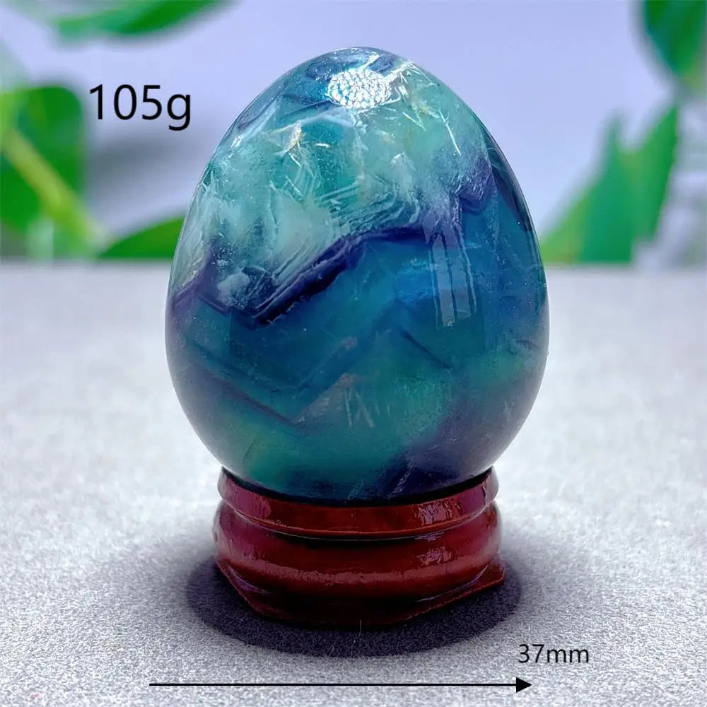 Rainbow Fluorite Egg Crystal Natural Stone Quartz Minerals Home Decoritems Reiki Gifts Energy Healing Luck Love Garden +Stand