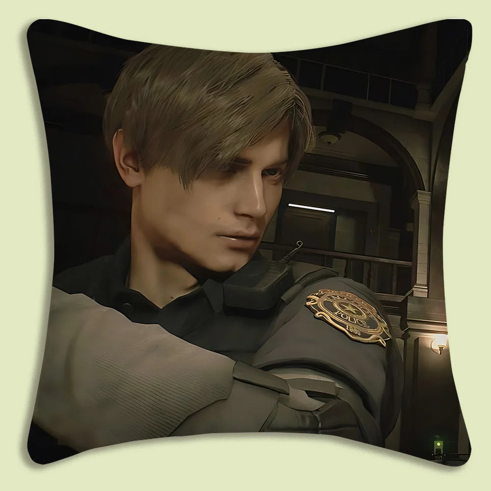Pillow Covers Cartoon Leon Kennedy Sofa Decorative Home Double-sided Printing Short Plush Cute Cushion Cover