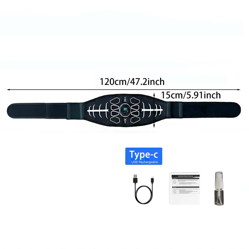 Abdominal Toning Belt Muscle Toner EMS Muscle Stimulator Abs Trainer Recharge Body Massager Weight Loss Fitness Equipment Unisex