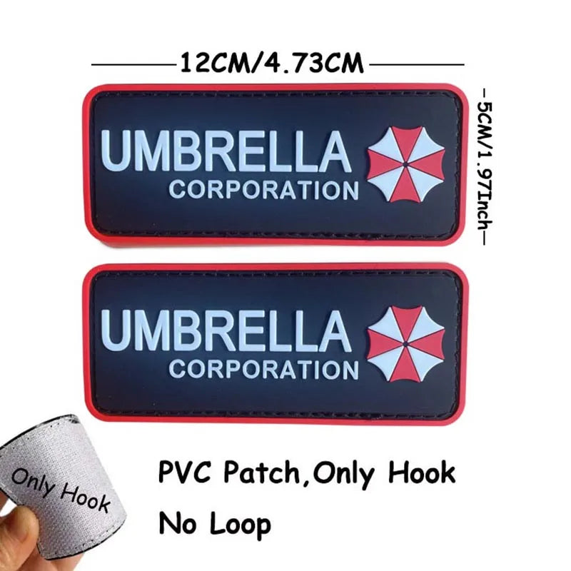 1PC,2PCS/ Umbrella Corporation PVC Rubber Morale Emblem,Biohazard Insignia Applique Embroidered patches,Tactical Backpack Badges